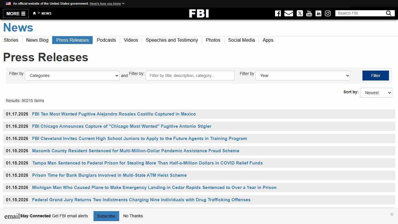 Press Releases — FBI